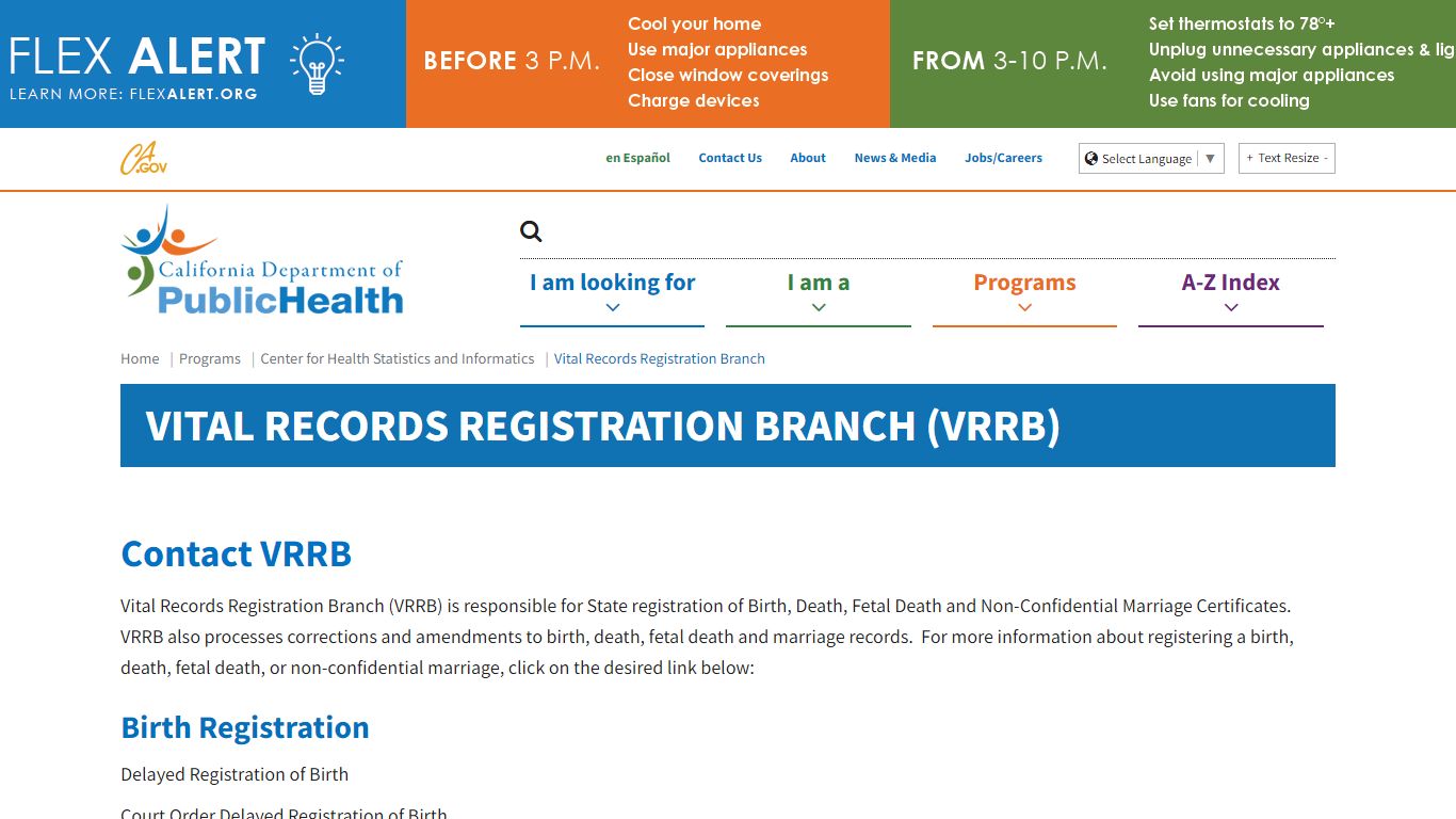 Vital Records Registration Branch - California